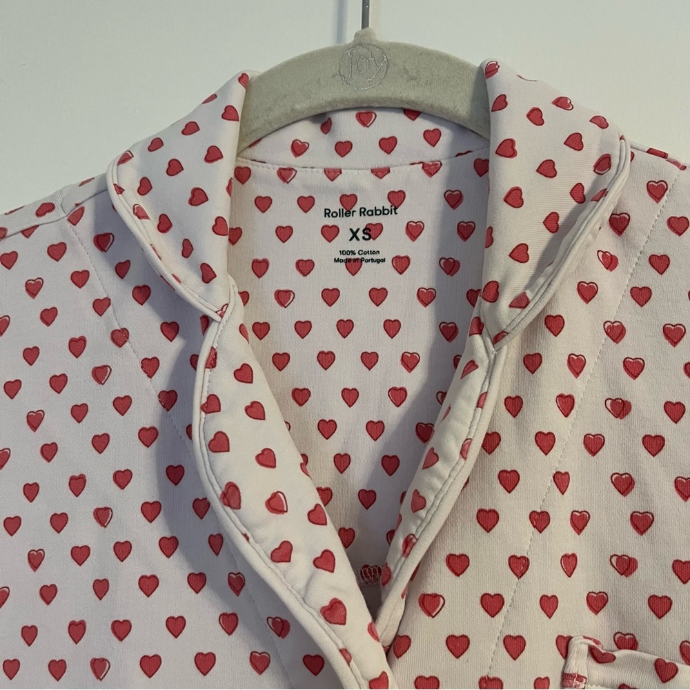 Roller Rabbit women's pink hearts short sleeve pajama top XS extra small - Picture 2 of 9